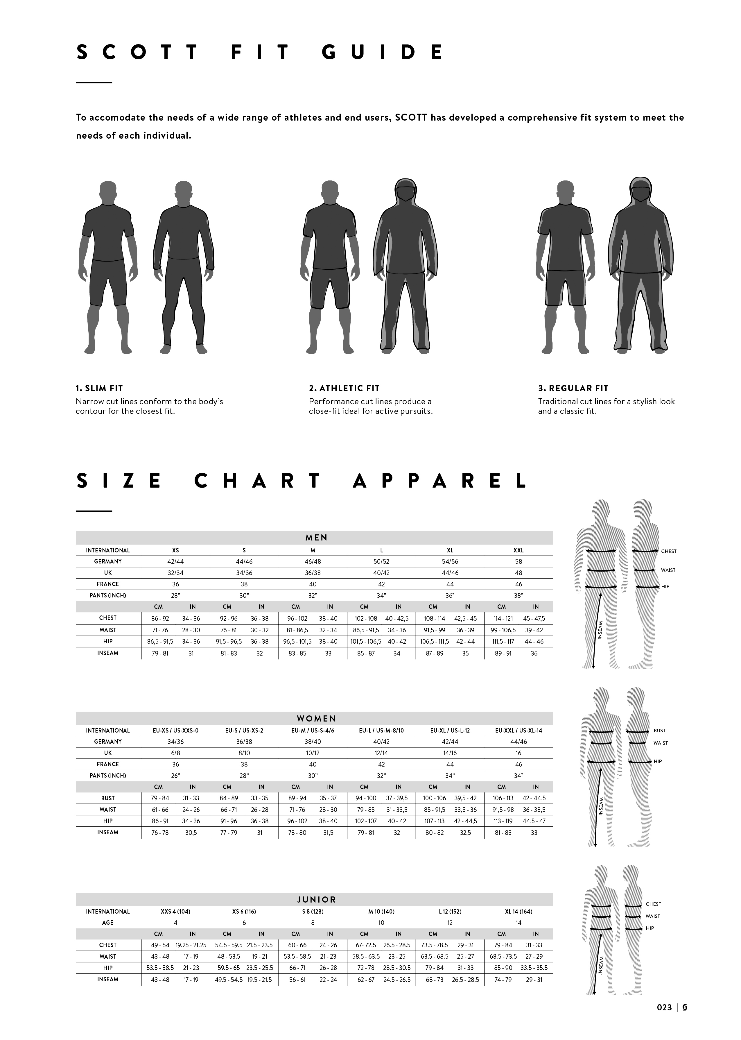 scott clothing size chart
