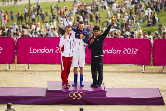 Nino (left) on the podium.