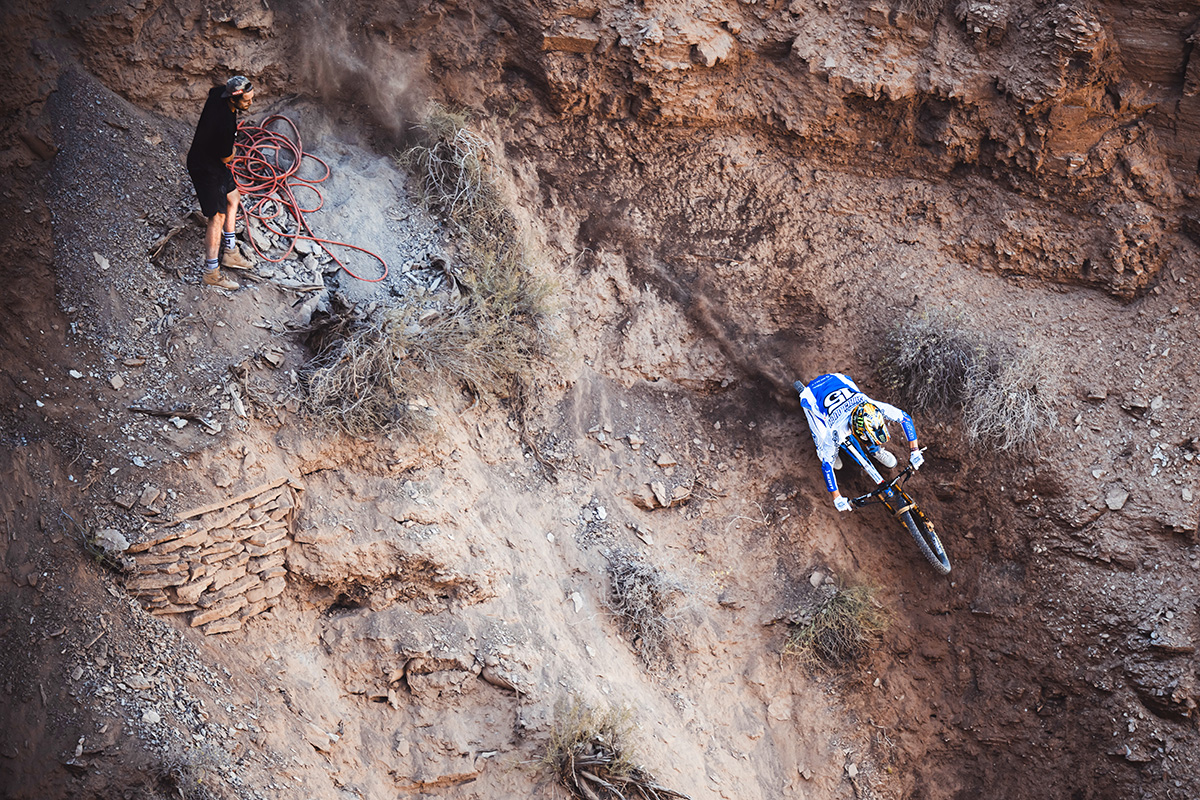 Brendog shredding a ravine at Red Bull Rampge 2024