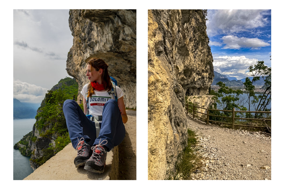 Girl looking at panorama on the lake side