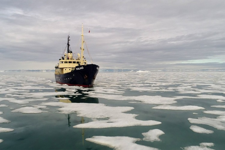 Boat sailing in the Northwest passage