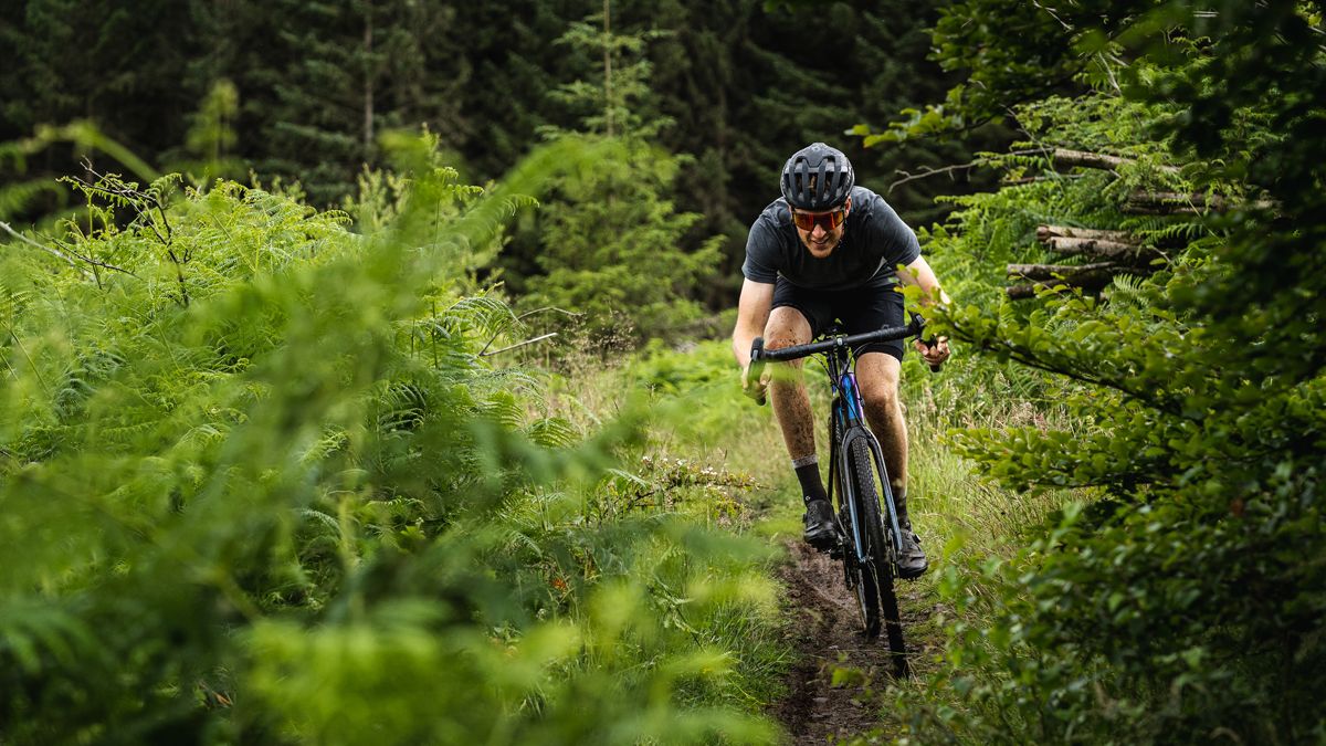 A mountain biker on a gravel bike