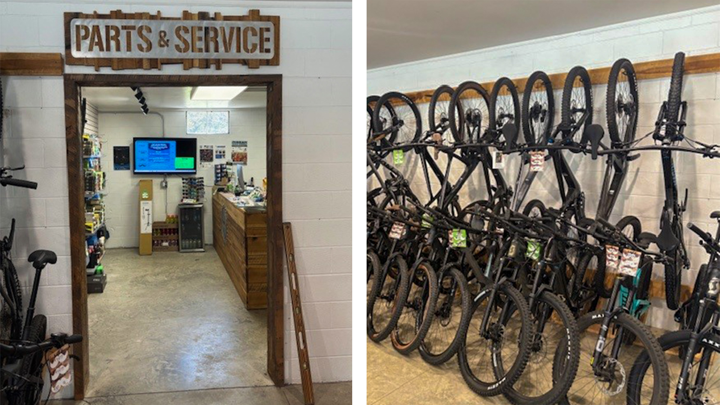 Brick & Mortar - MustAsheville interior: parts & service and bikes