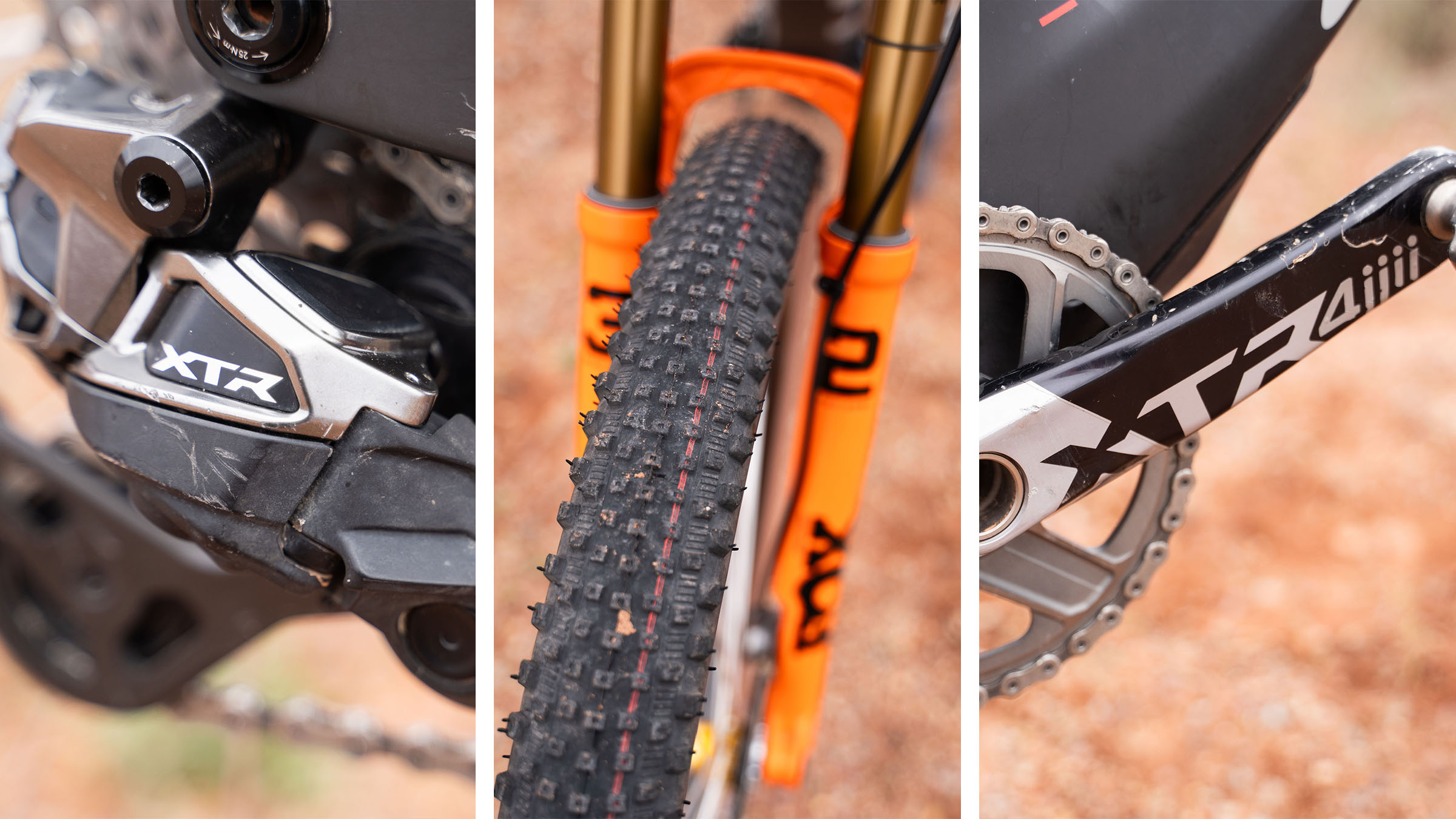 The FKT winning drivetrain: a huge 38-tooth chainring paired up to his Shimano XTR cranks and 4ii power system.