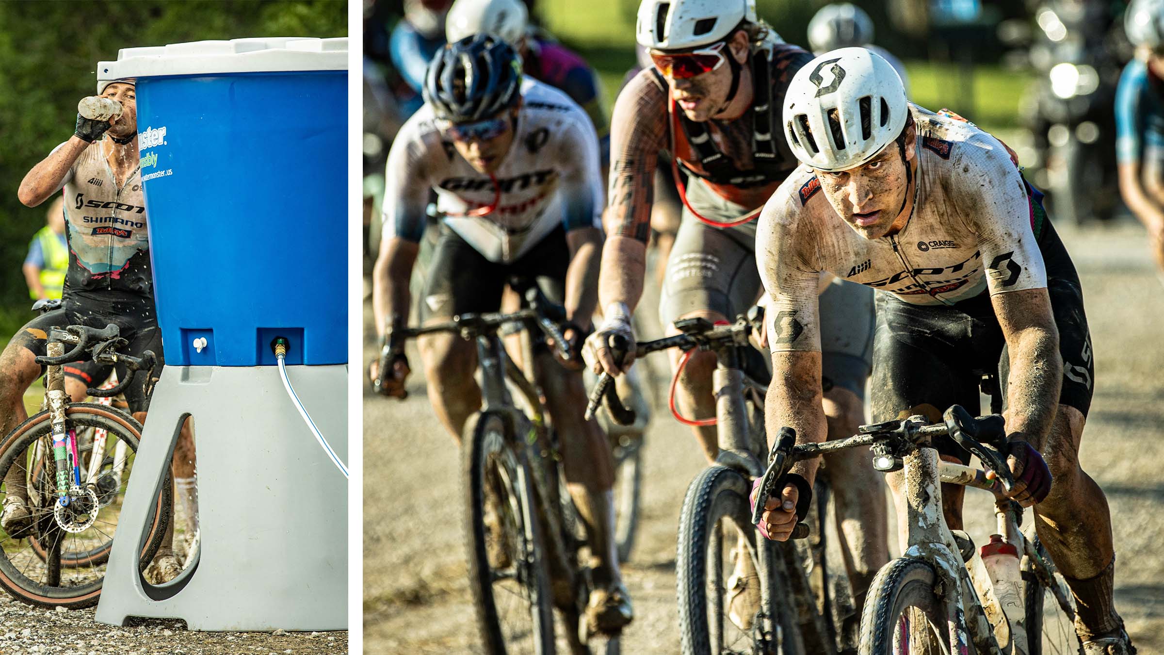 After losing a critical bottle of fuel in the muddy chaos, Cam Jones was forced to stop at natural aid stations for refueling