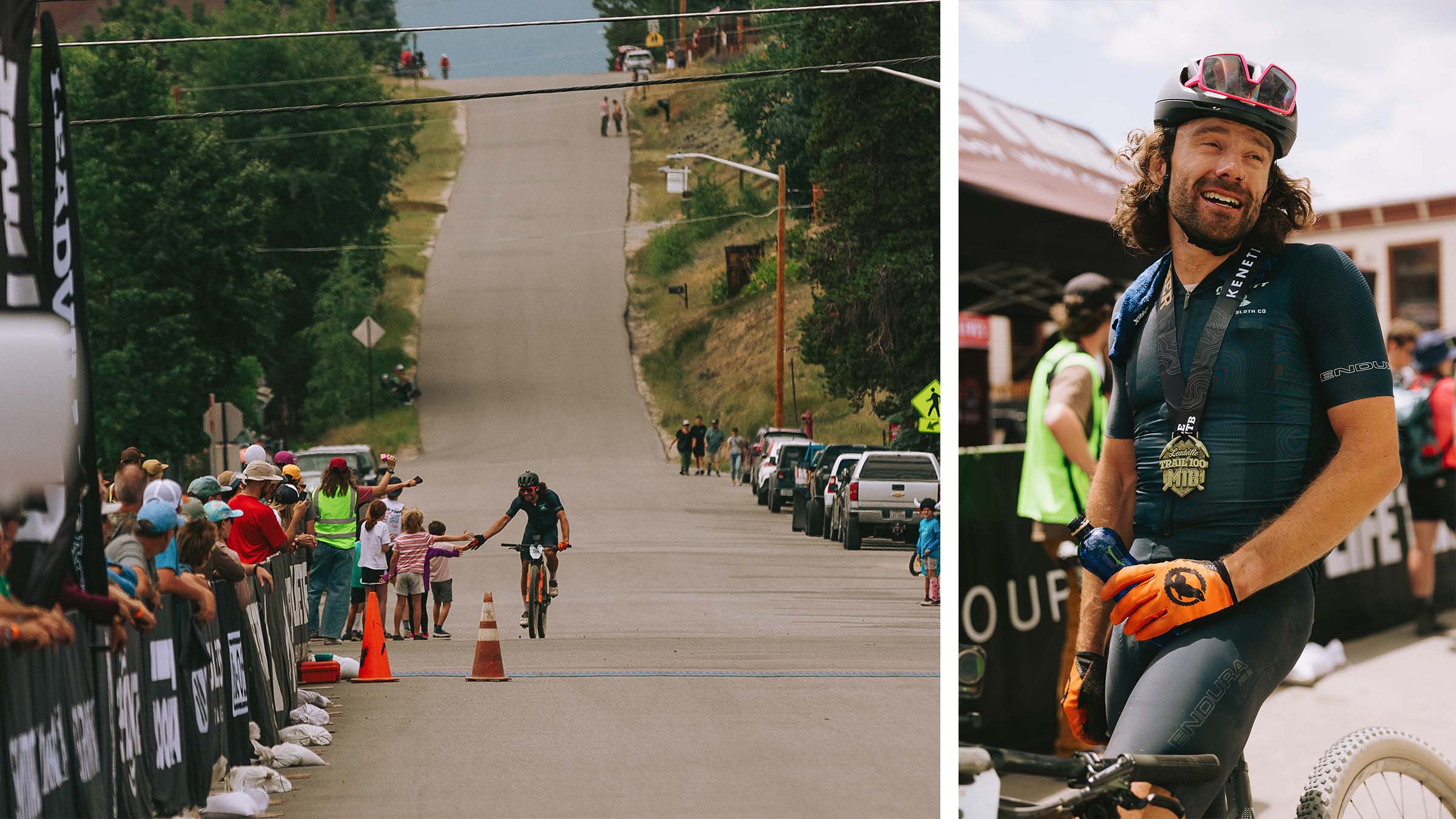 Ryan Standish finishes with some high-fives with fans at the 2025 Leadville 100