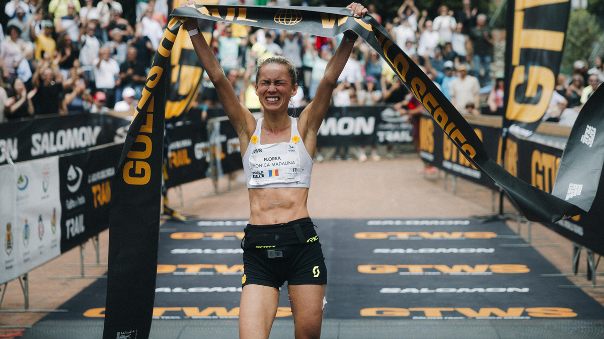 Madalina Florea crossing the finish line in tears
