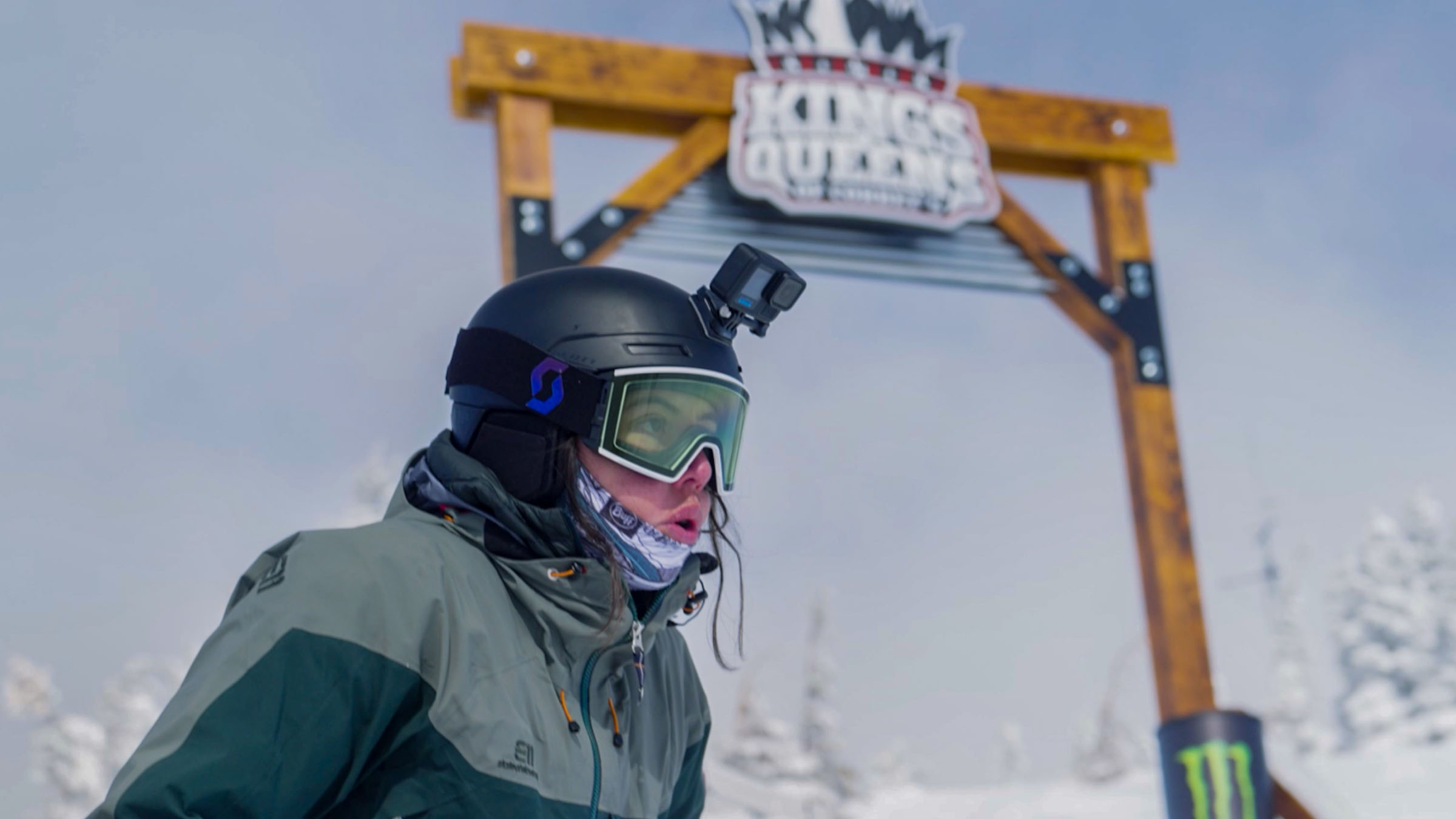 Veronica Paulsen sets up for her double backflip attempt at Corbet’s Couloir.